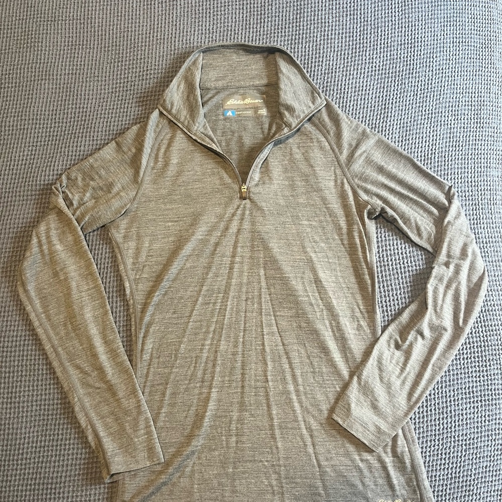 Eddie Bauer merino blend Gray Quarter-Zip Pullover Women’s XS -first ascent